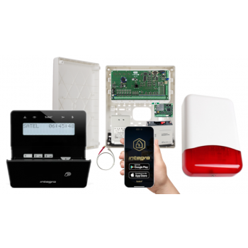 ZESTAW ALARMOWY SATEL INTEGRA 64 + INT-KLFR-B + OPU-3P + AWT682 + 17Ah + INT-GSM LTE + SYRENA TI700